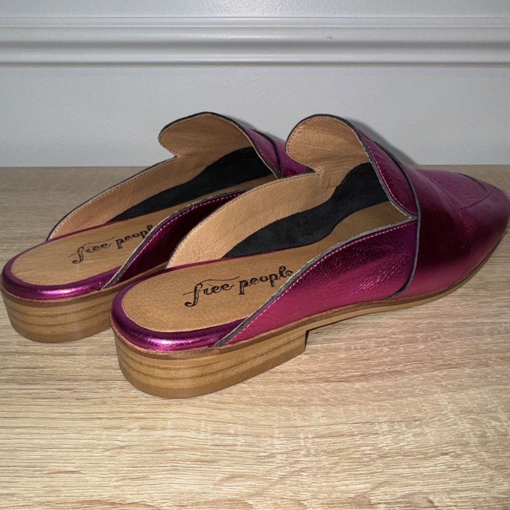 Free People Women's Metallic Pink Magenta At Ease Loafer Mule EU 41 US 20.5 NWOB - Picture 8 of 10